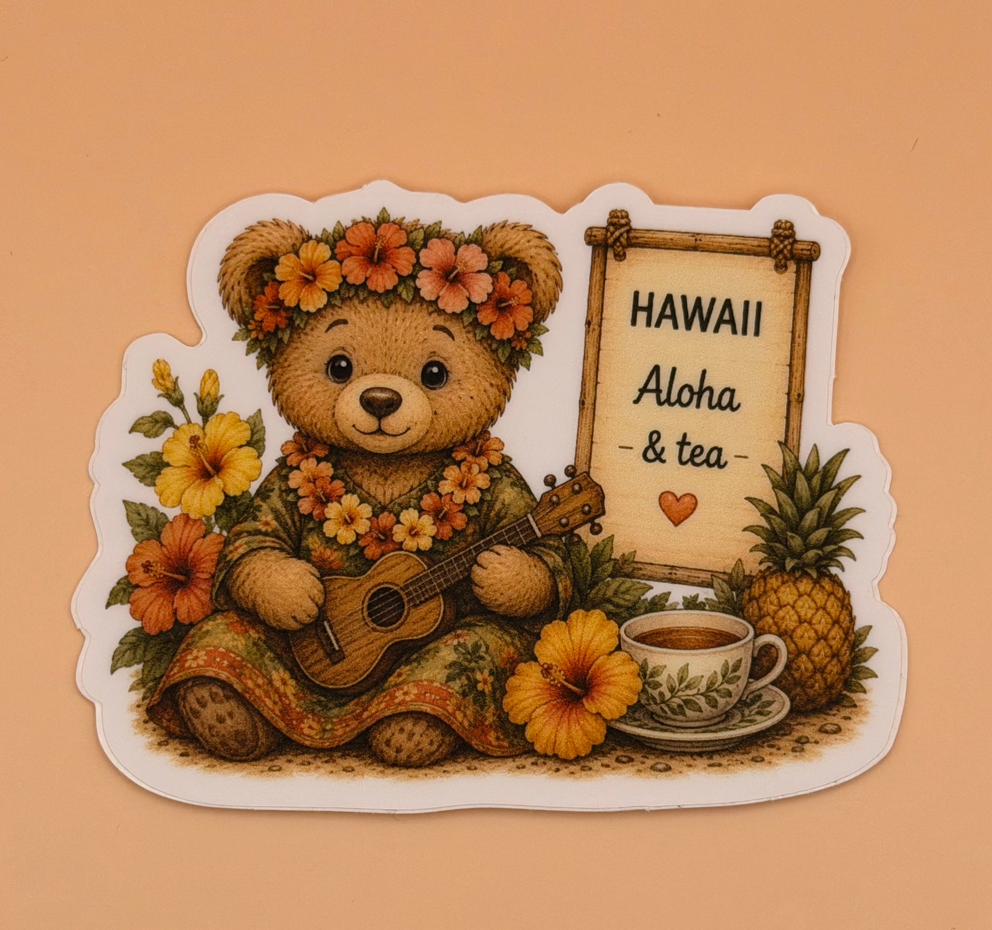 Hawaii Teddy Bear Tea Sticker
