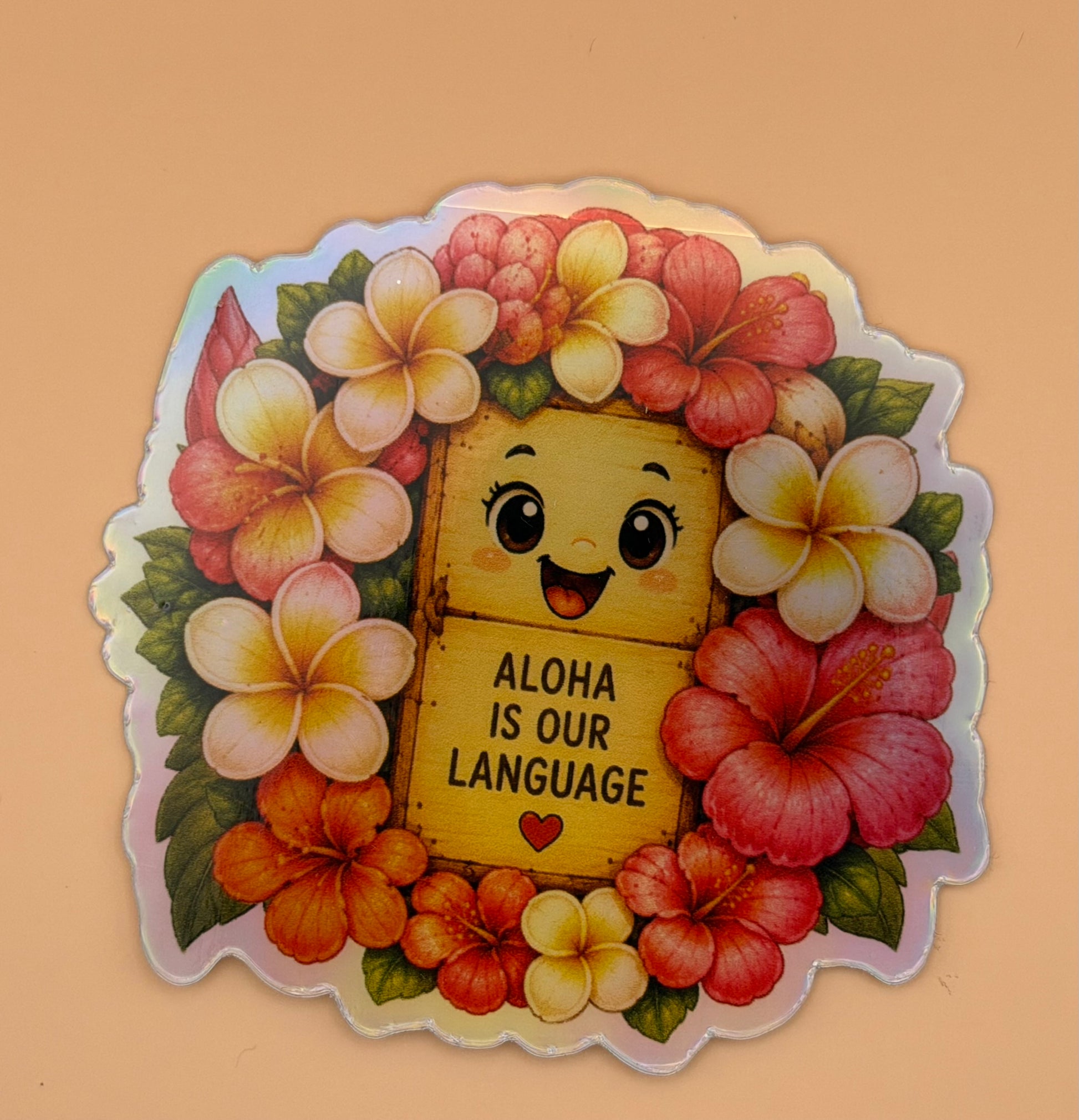 Hawaiian Holographic Lei Sticker | Aloha Is Our Language