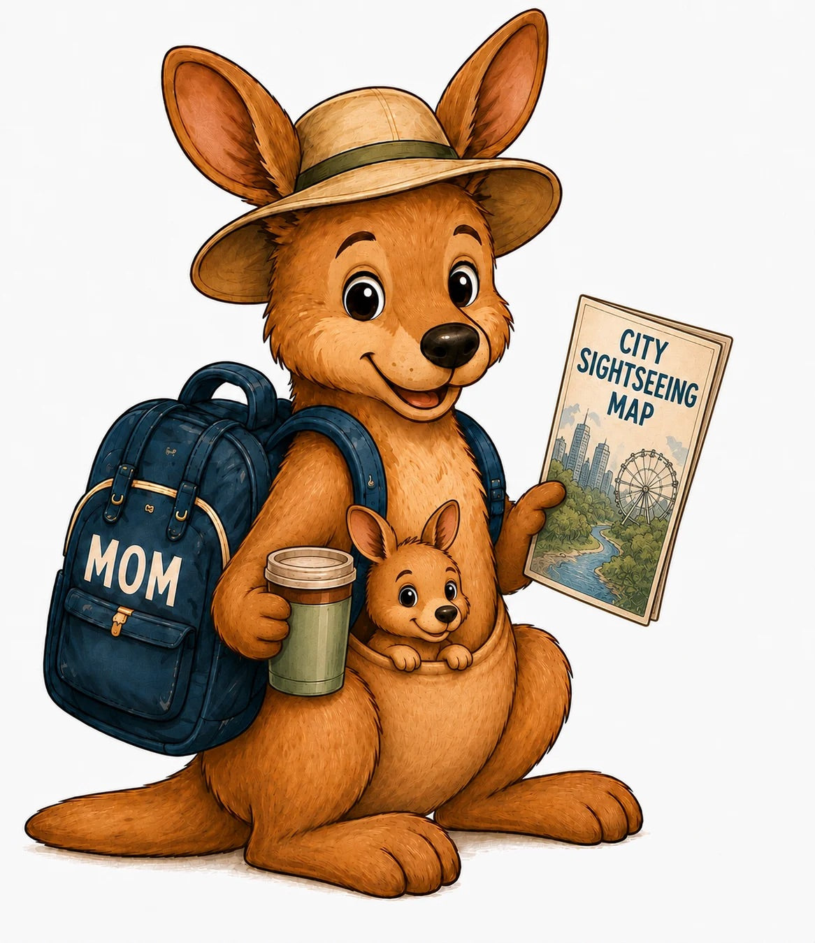 Kangaroo Mom Sticker with backpack