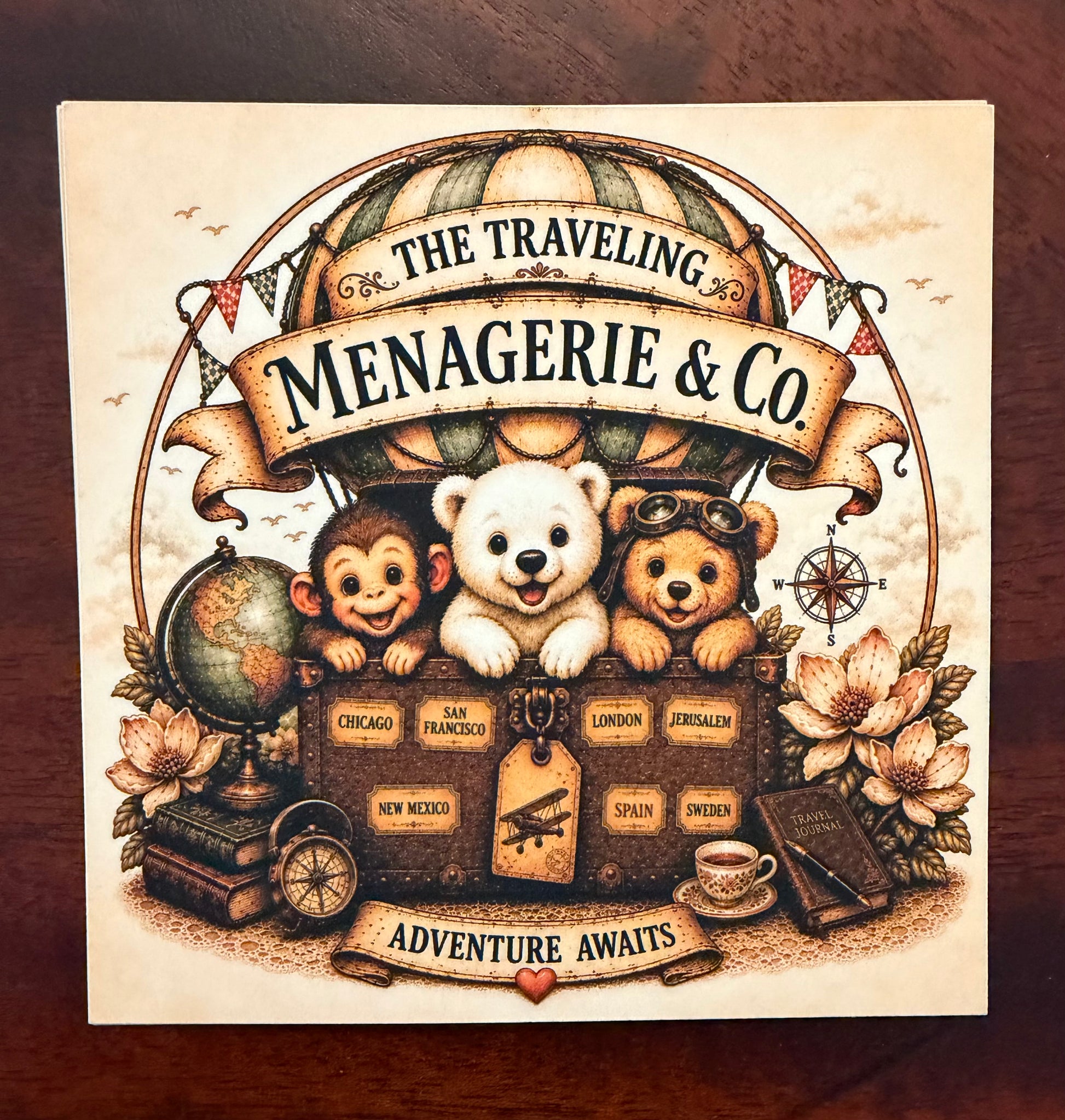The Traveling Menagerie & Co. Logo Sticker Square