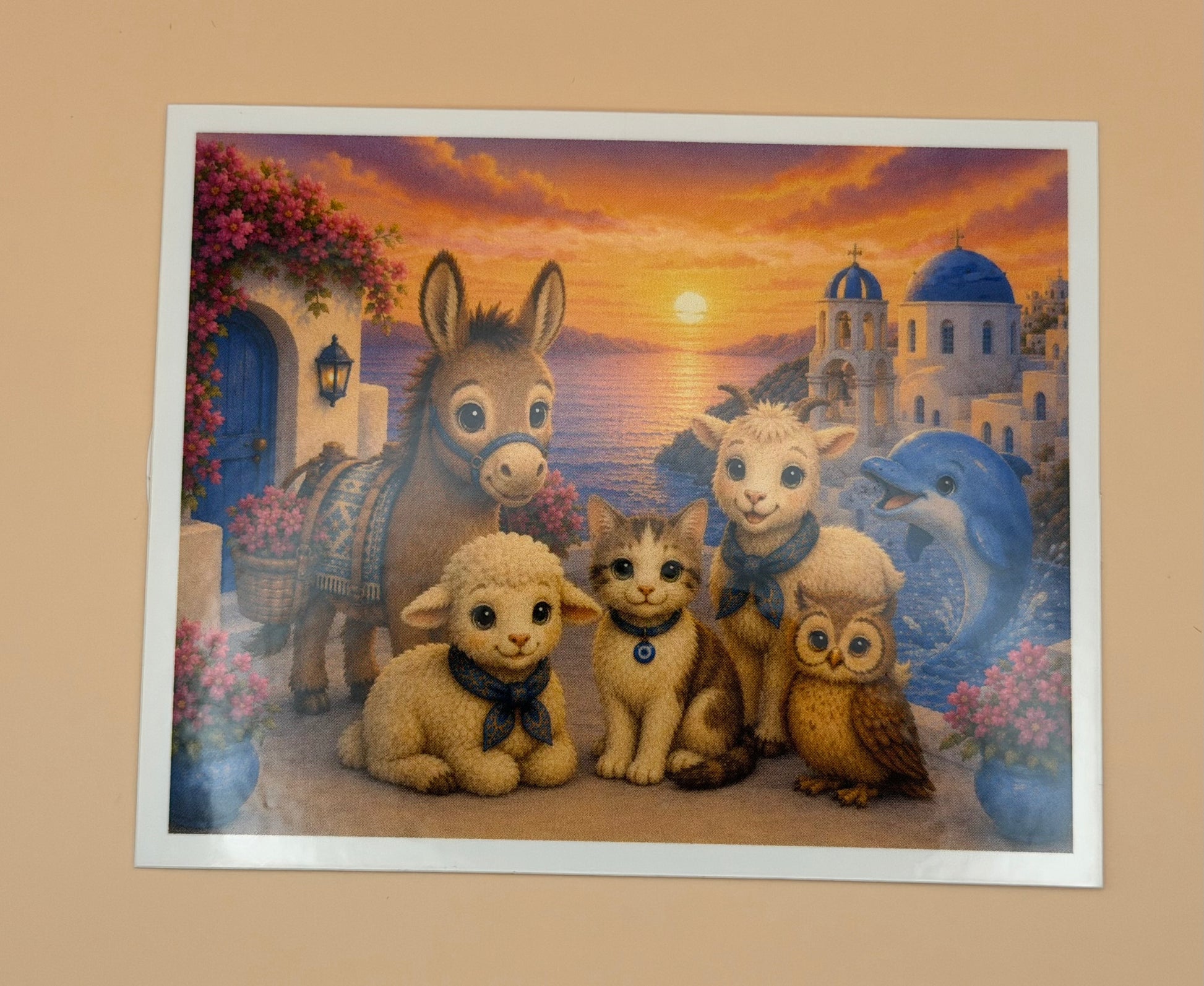 Santorini Sunset Scene Sticker
