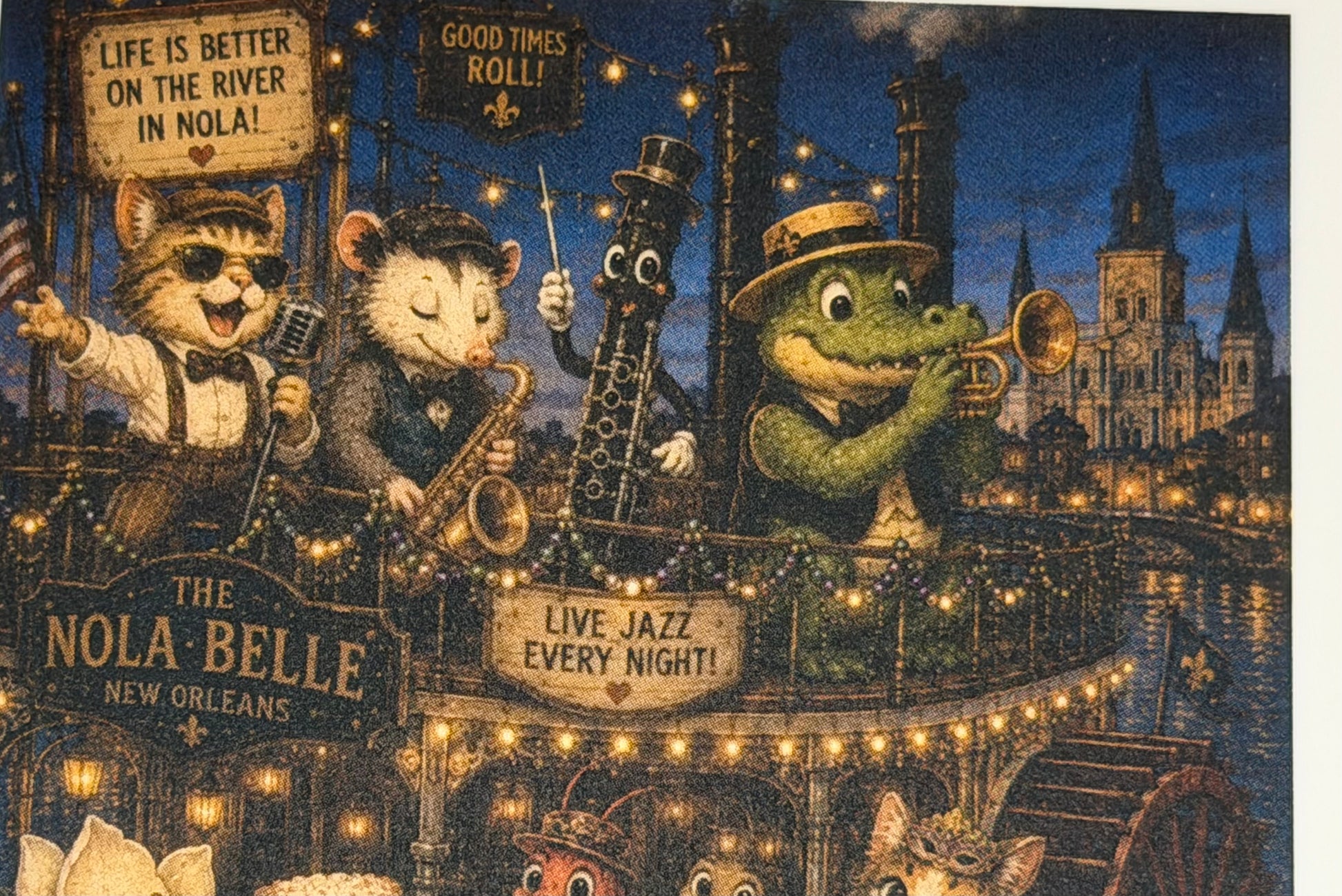 New Orleans Friends Riverboat Scene Sticker