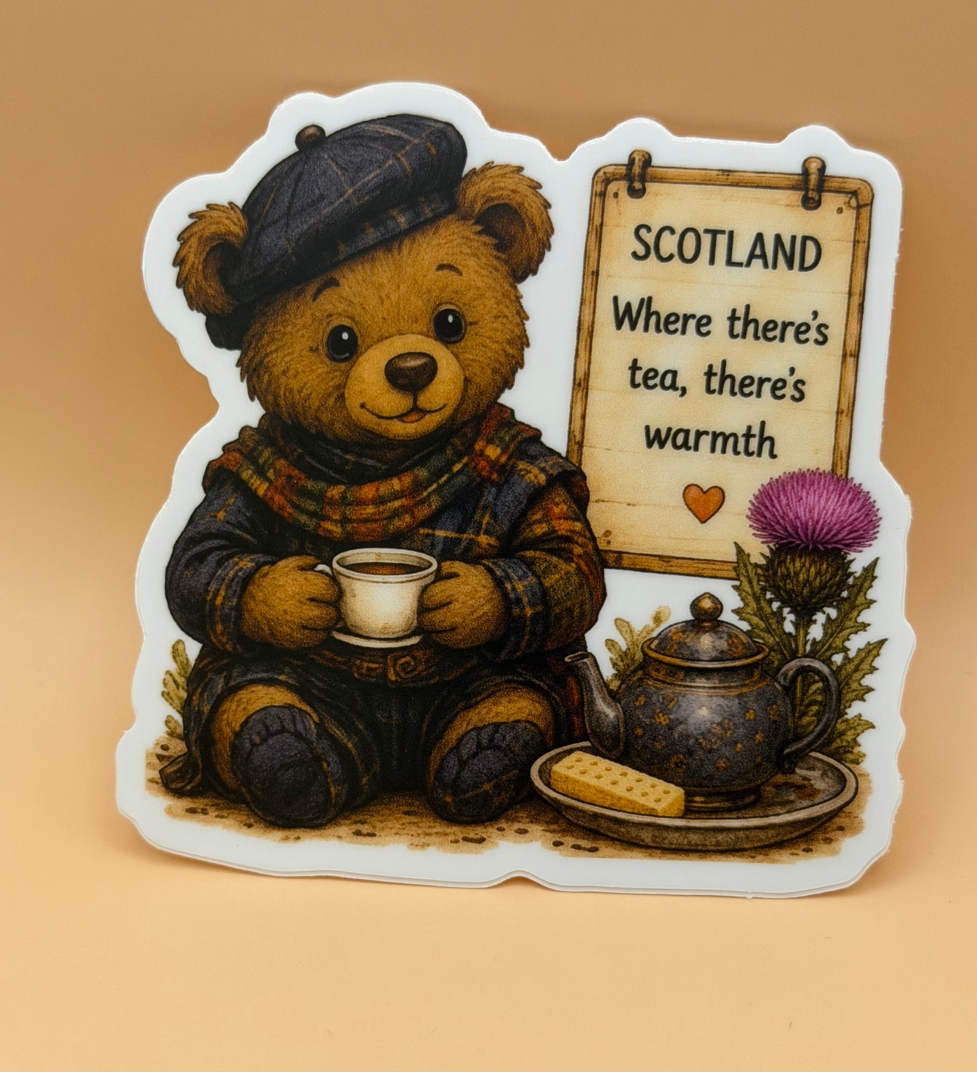 Scotland Teddy Bear Tea Sticker