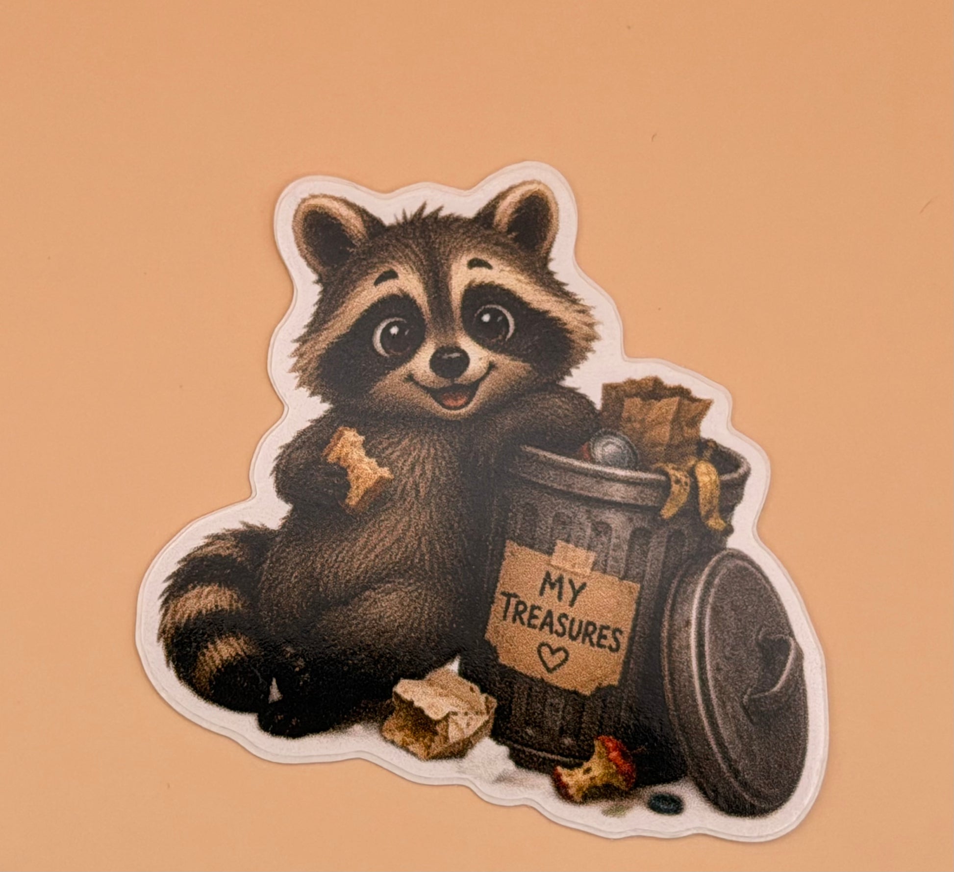 Raccoon with Trashcan Sticker | Glossy | 2x2