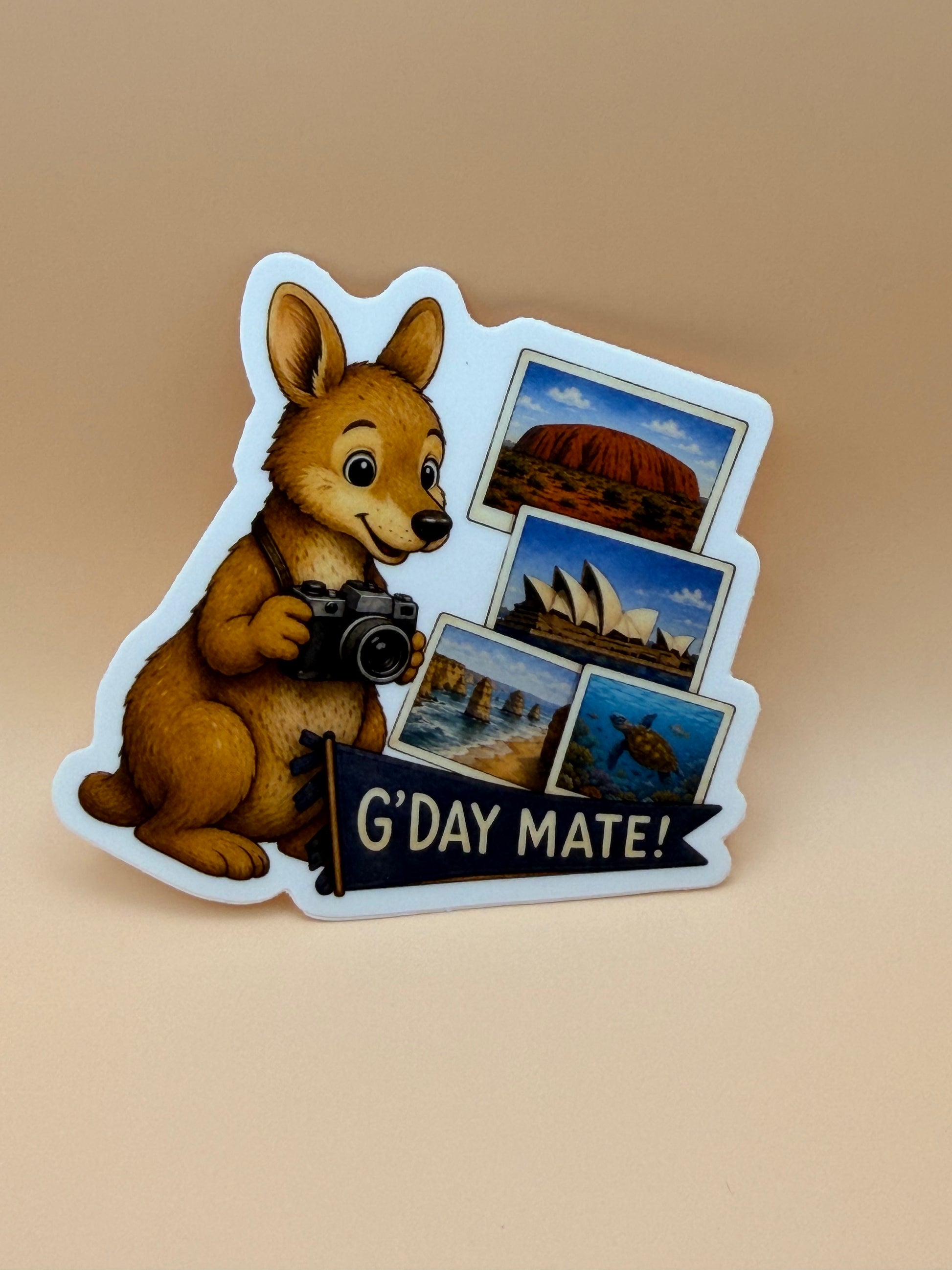 G'Day Mate Kangaroo Sightseeing Sticker | Matte