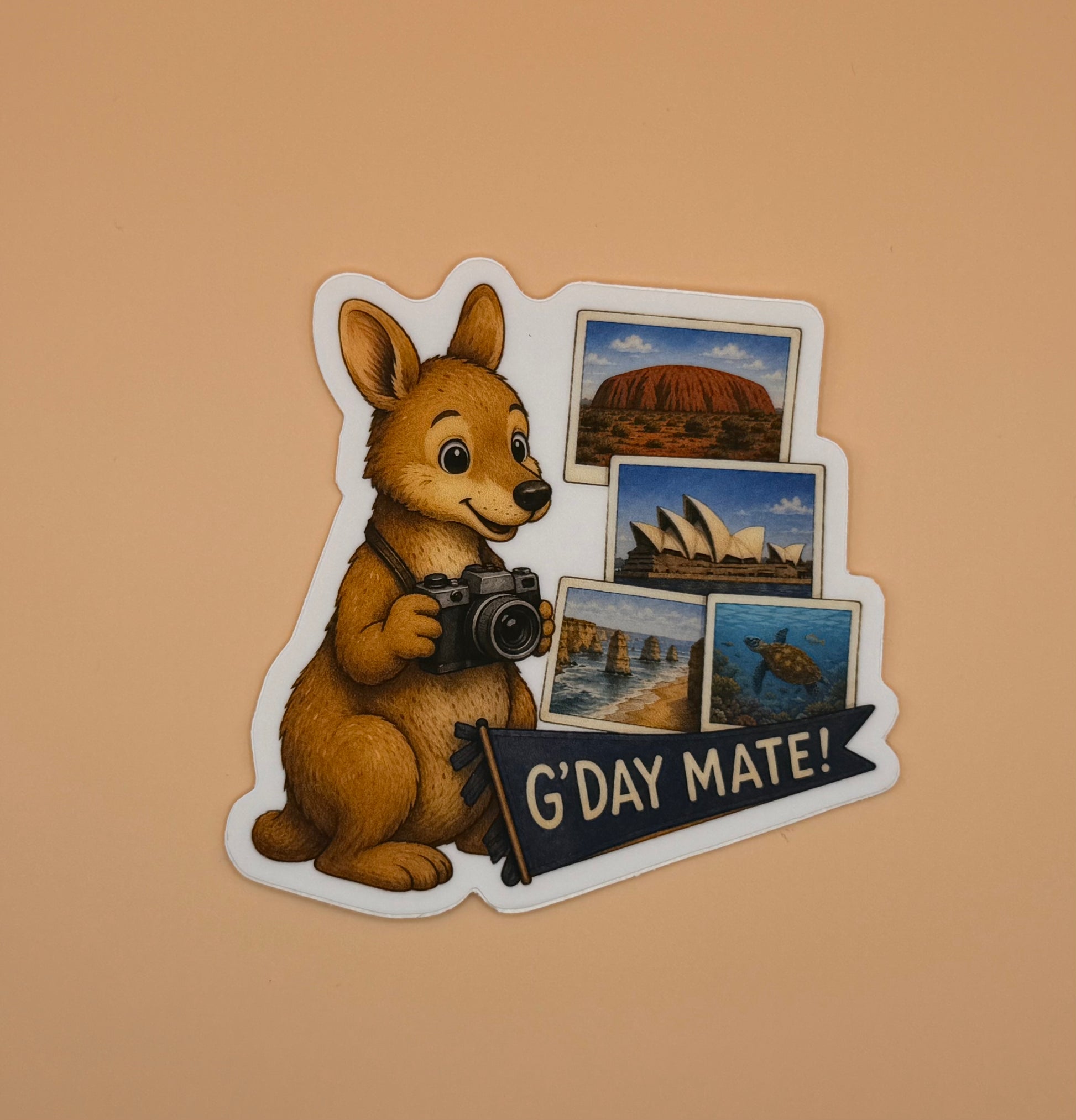 G'Day Mate Kangaroo Sightseeing Sticker | Matte