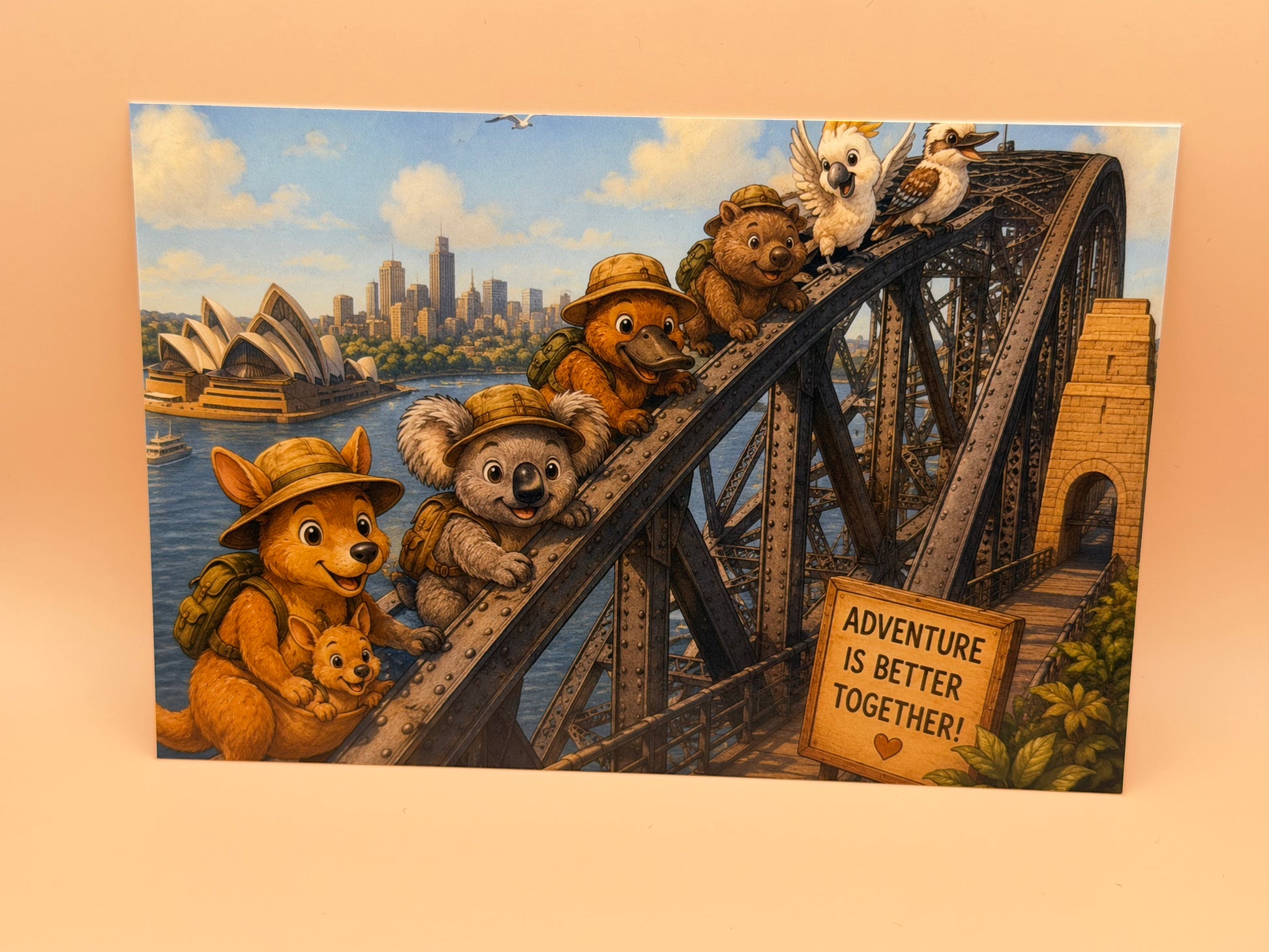 Australia Friends at Sydney Harbour Bridge Art Postcard | Australia Friends