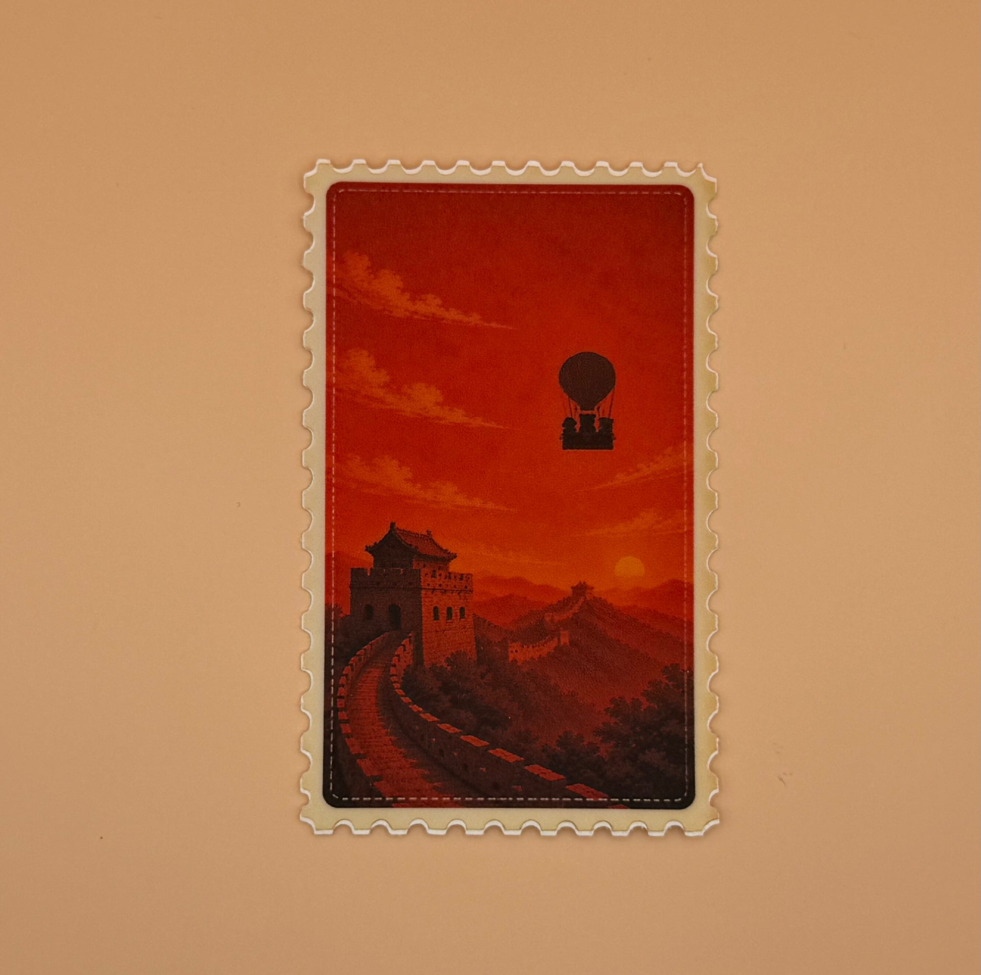 China Silhouette Menagerie Stamp Sticker-Great Wall