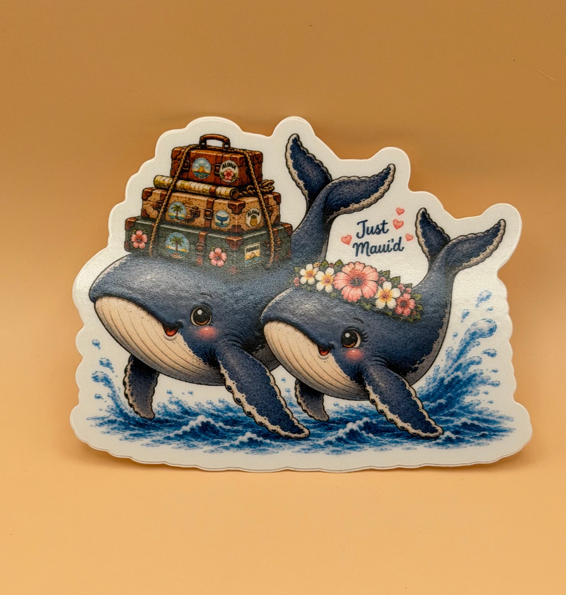 Just Maui'd Whale Couple Sticker