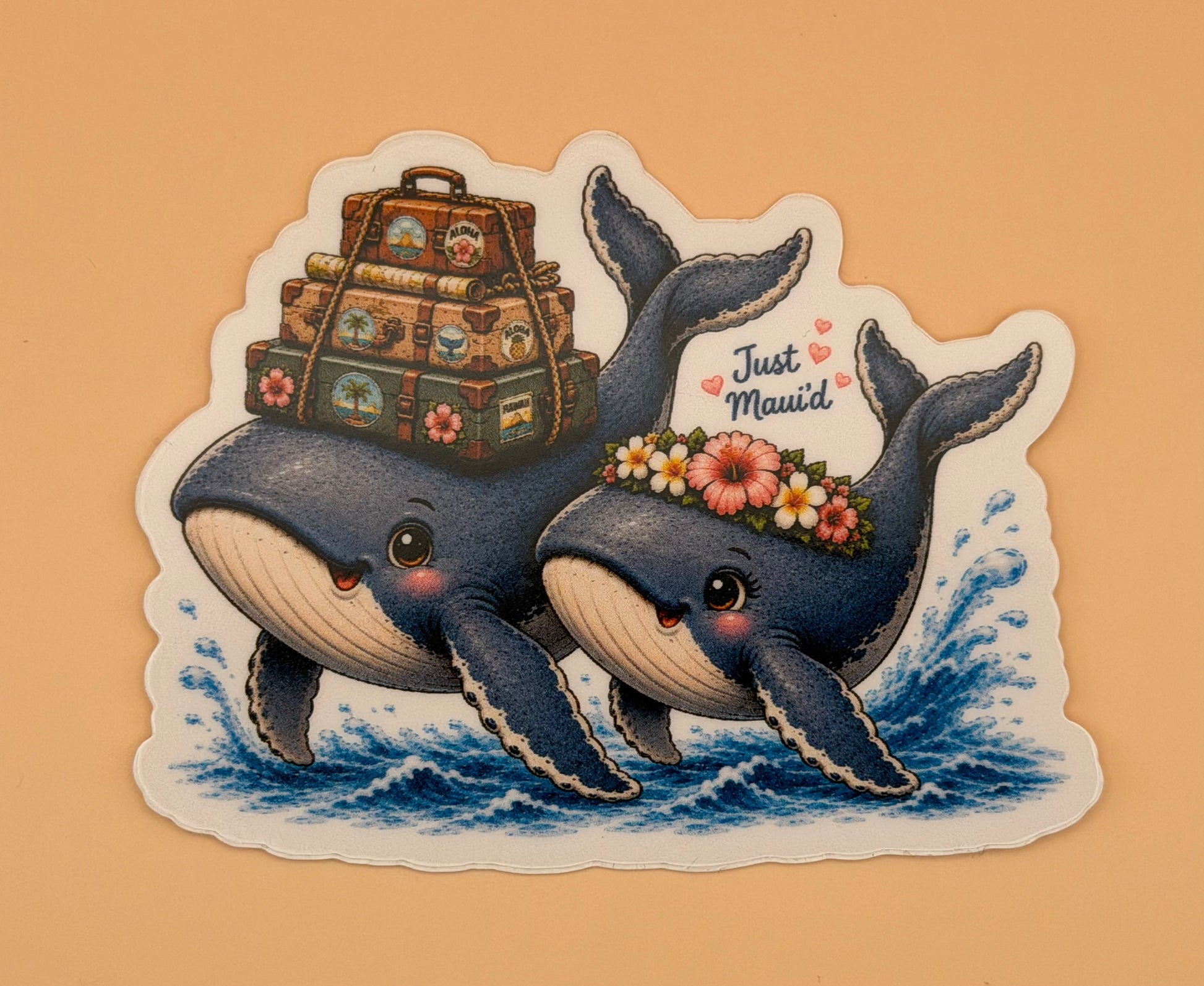 Just Maui'd Whale Couple Sticker