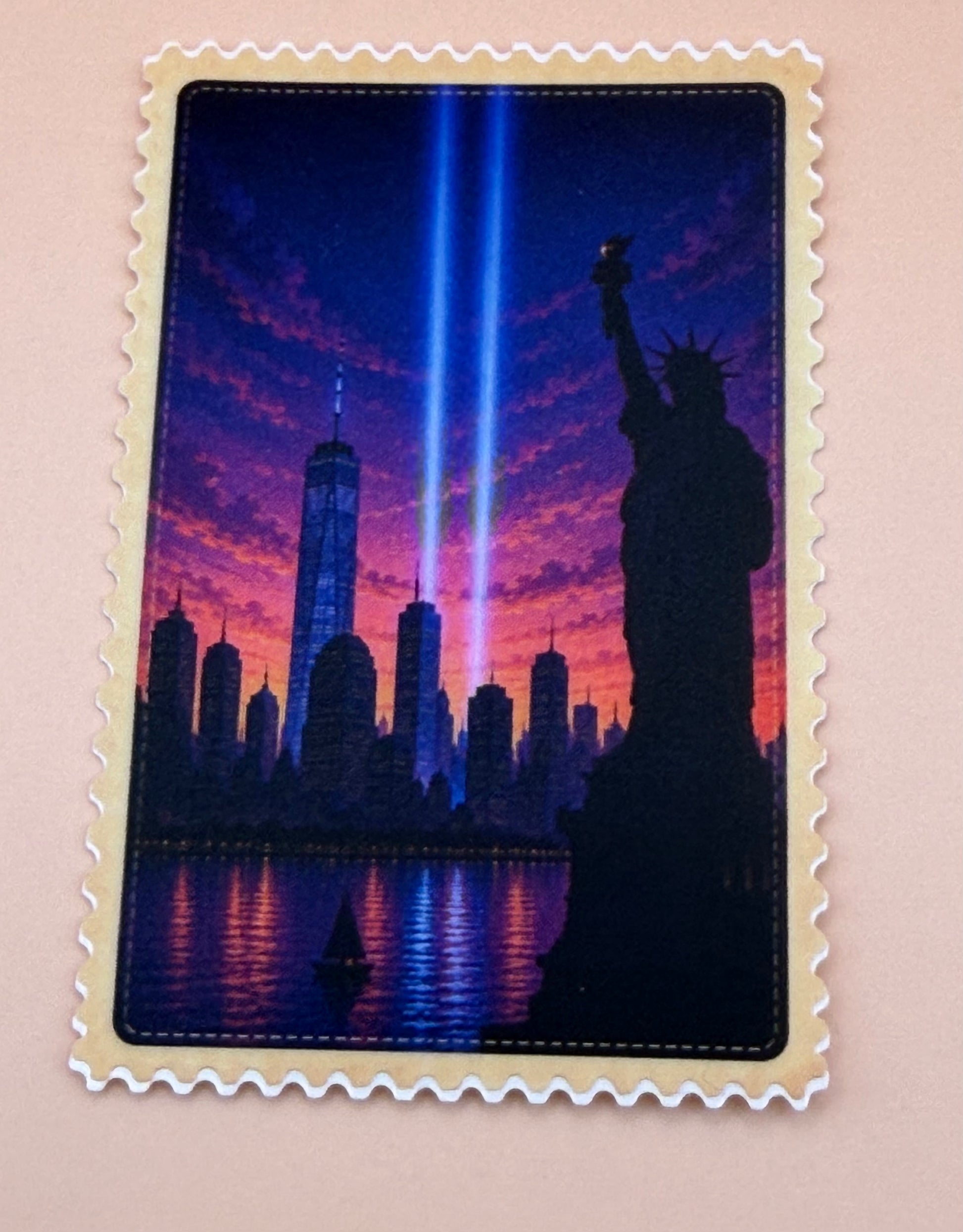 September 11th Remembrance NYC Silhouette Stamp Sticker