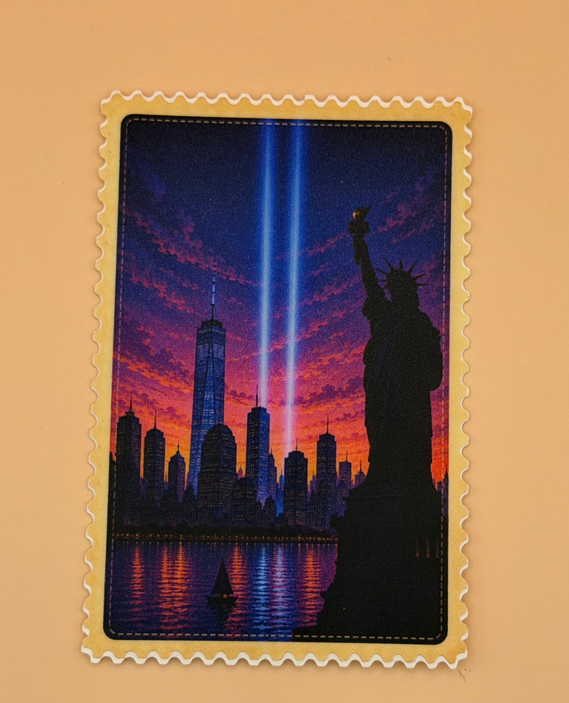 September 11th Remembrance NYC Silhouette Stamp Sticker