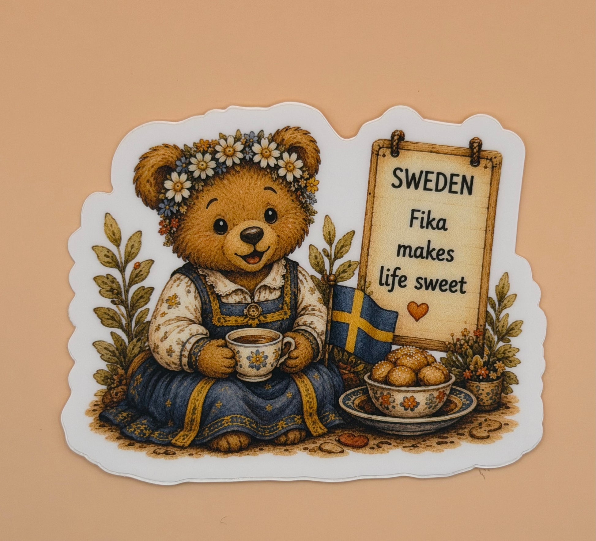 Sweden International Teddy Bear Tea Sticker (3x3)