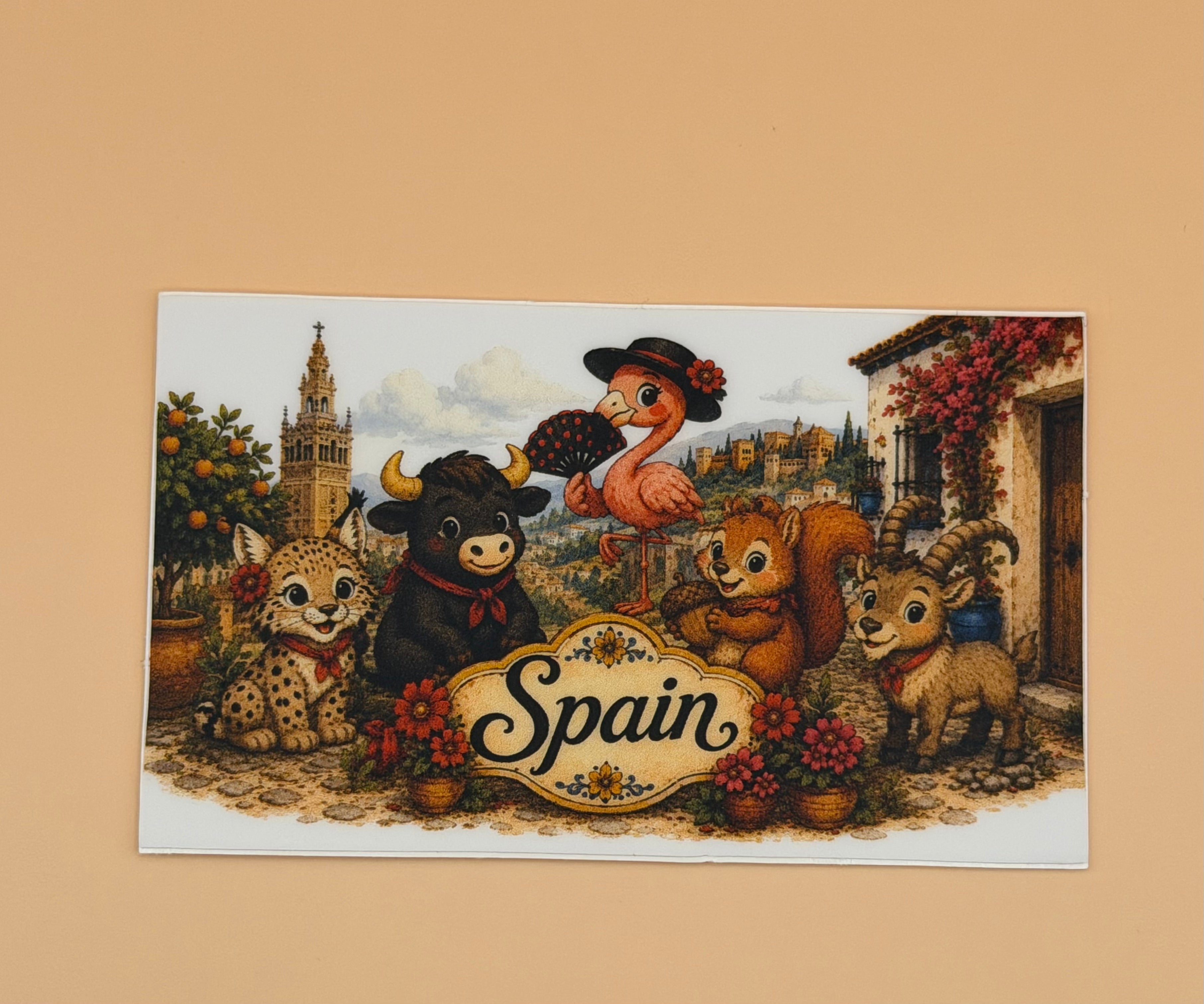 Spain Friends Family Scene Matte Sticker