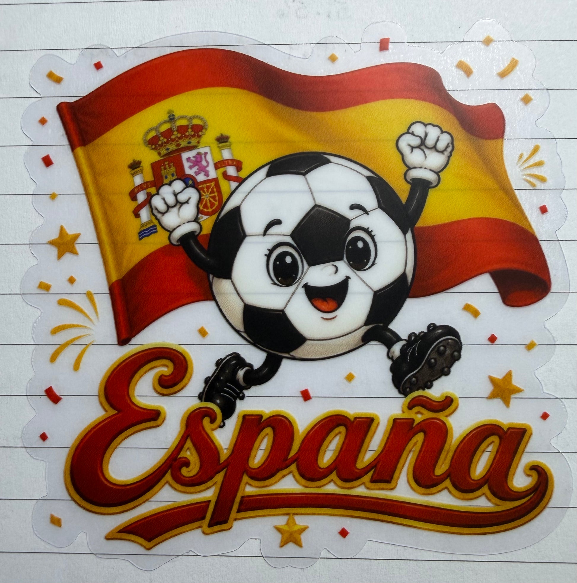 España Futbol Soccer Sticker Celebrating Win | Clear Matte