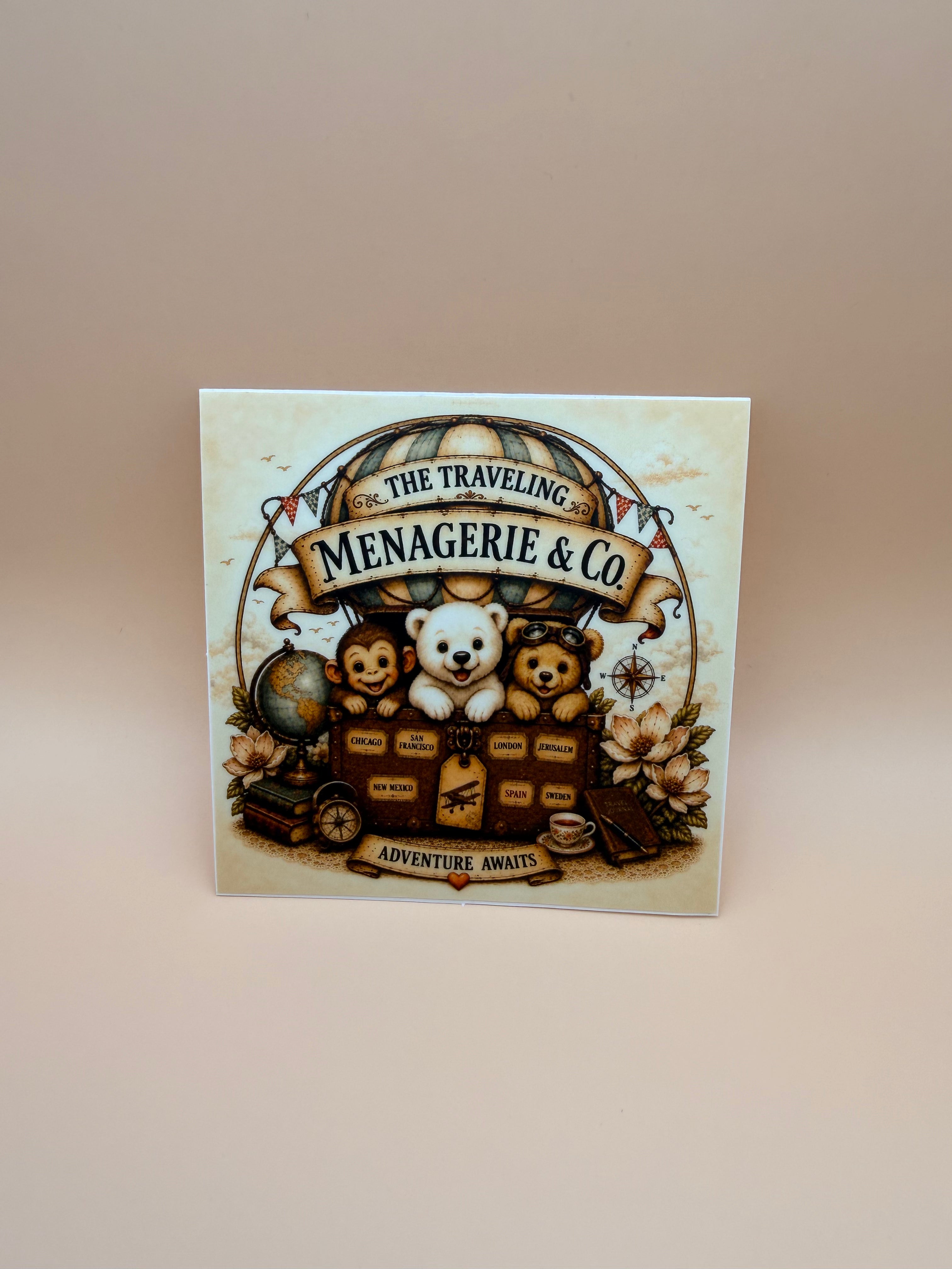 The Traveling Menagerie & Co. Logo Sticker Square (3x3)