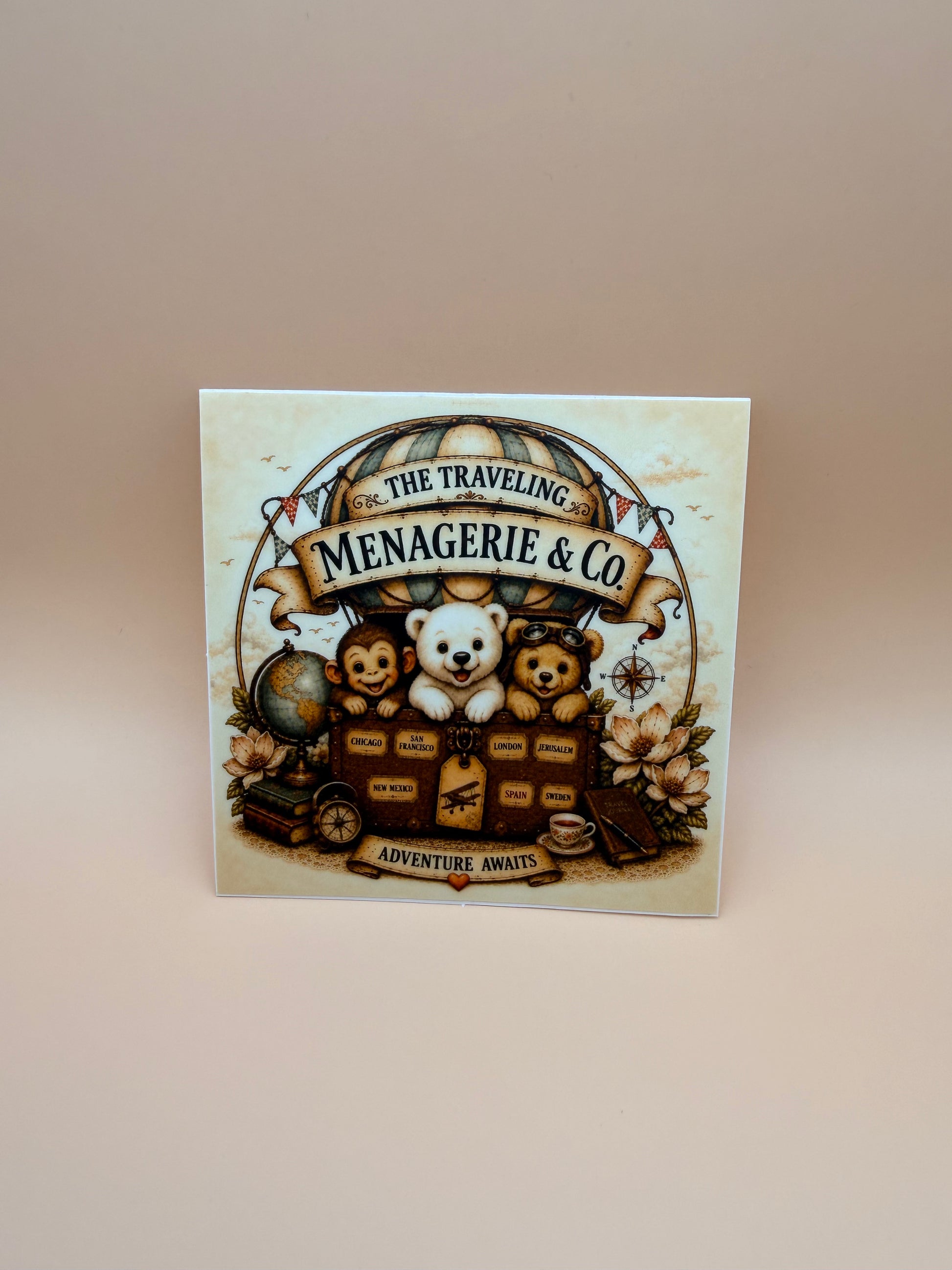 The Traveling Menagerie & Co. Logo Sticker Square (3x3)