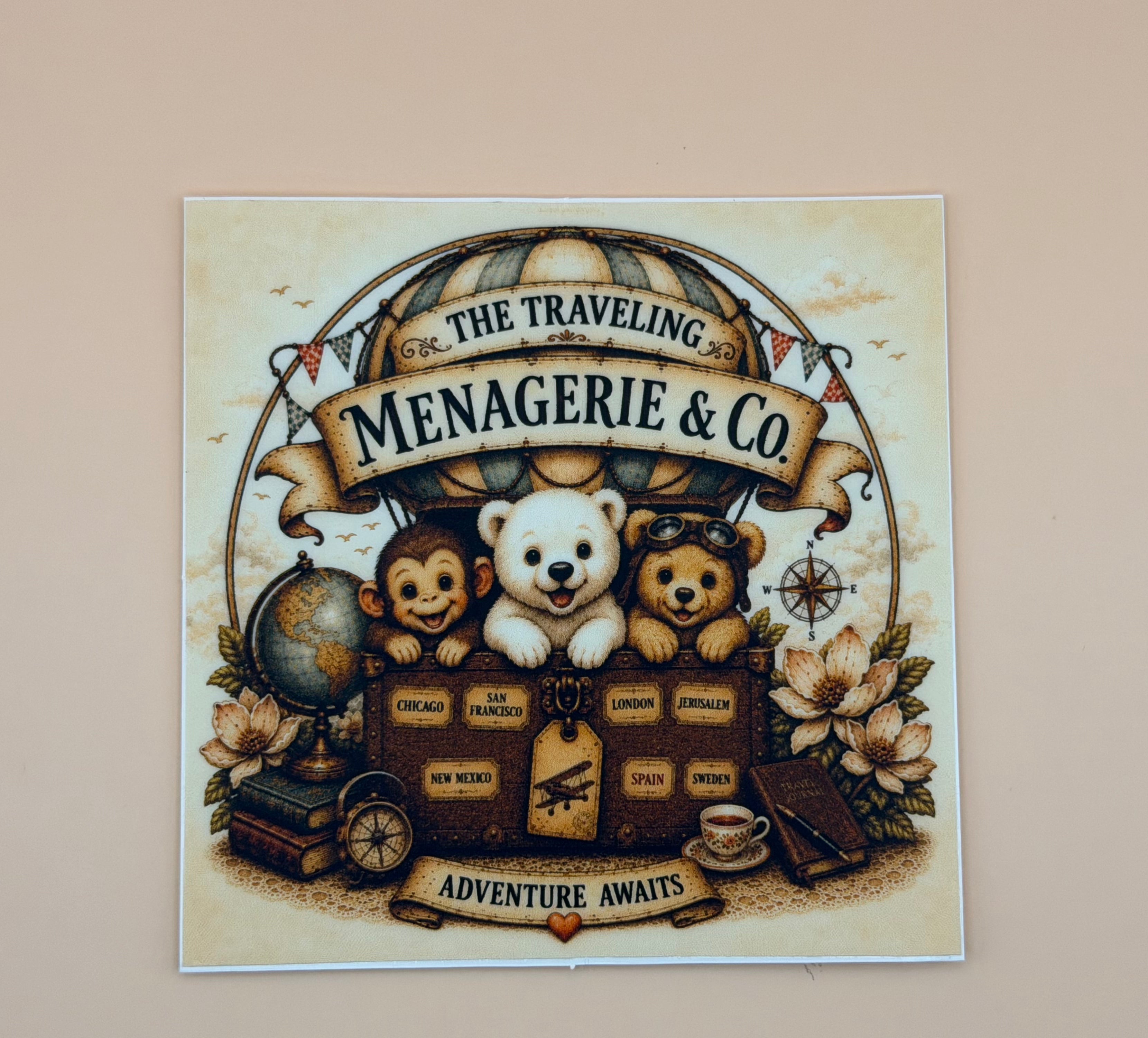 The Traveling Menagerie & Co. Logo Sticker Square (3x3)
