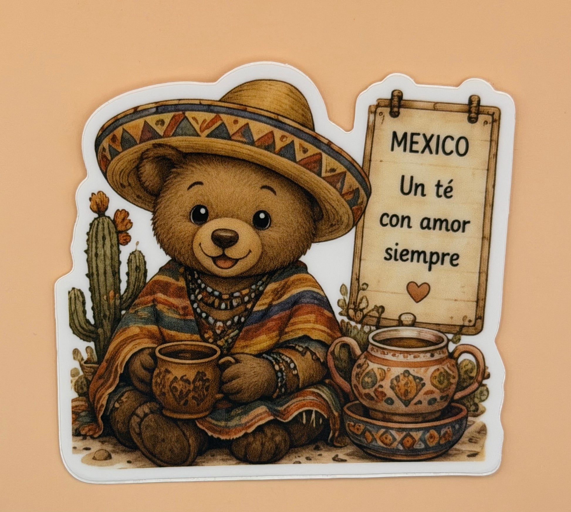 Mexico Teddy Bear Tea Sticker