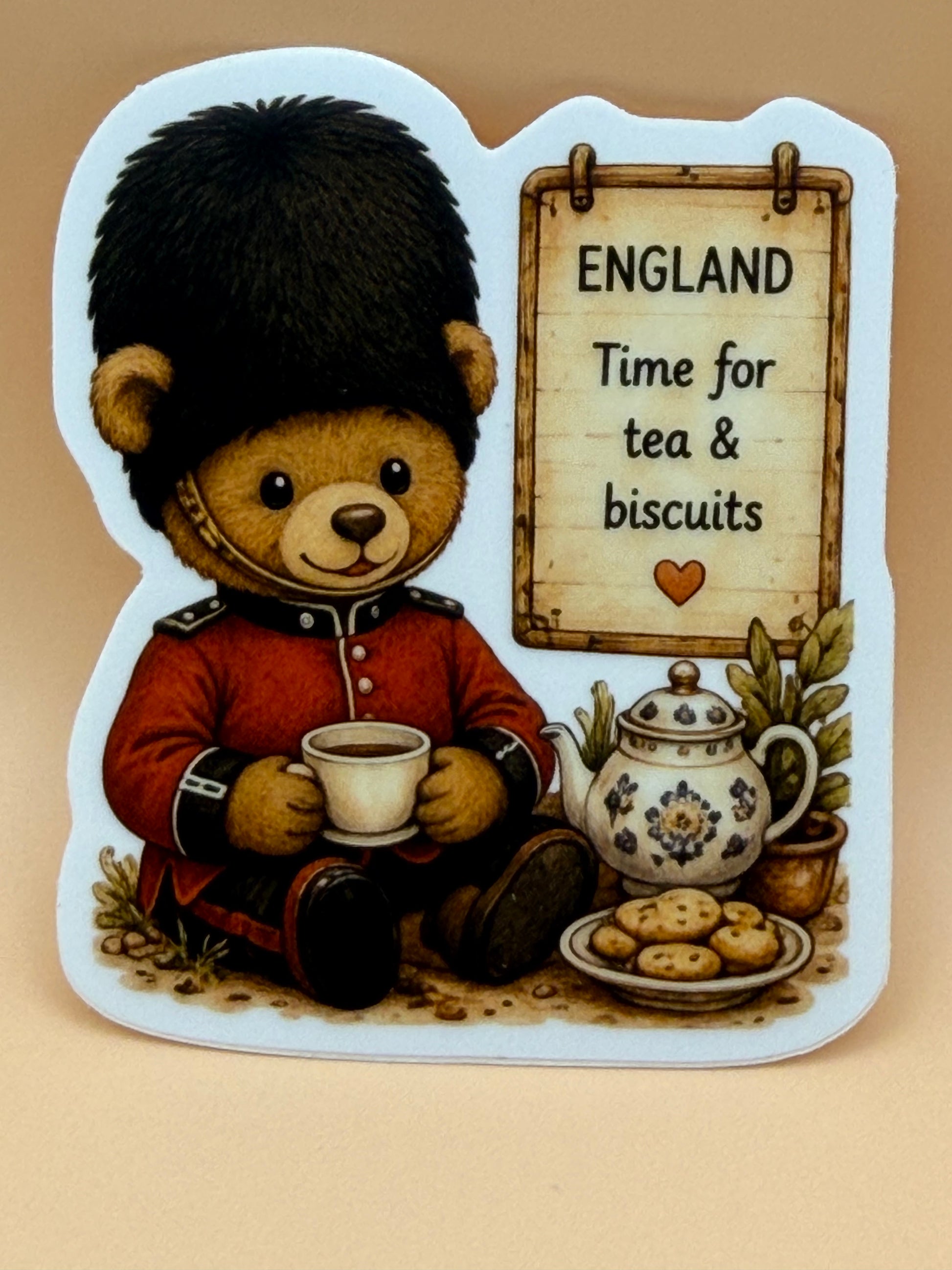 England Teddy Bear Tea Sticker