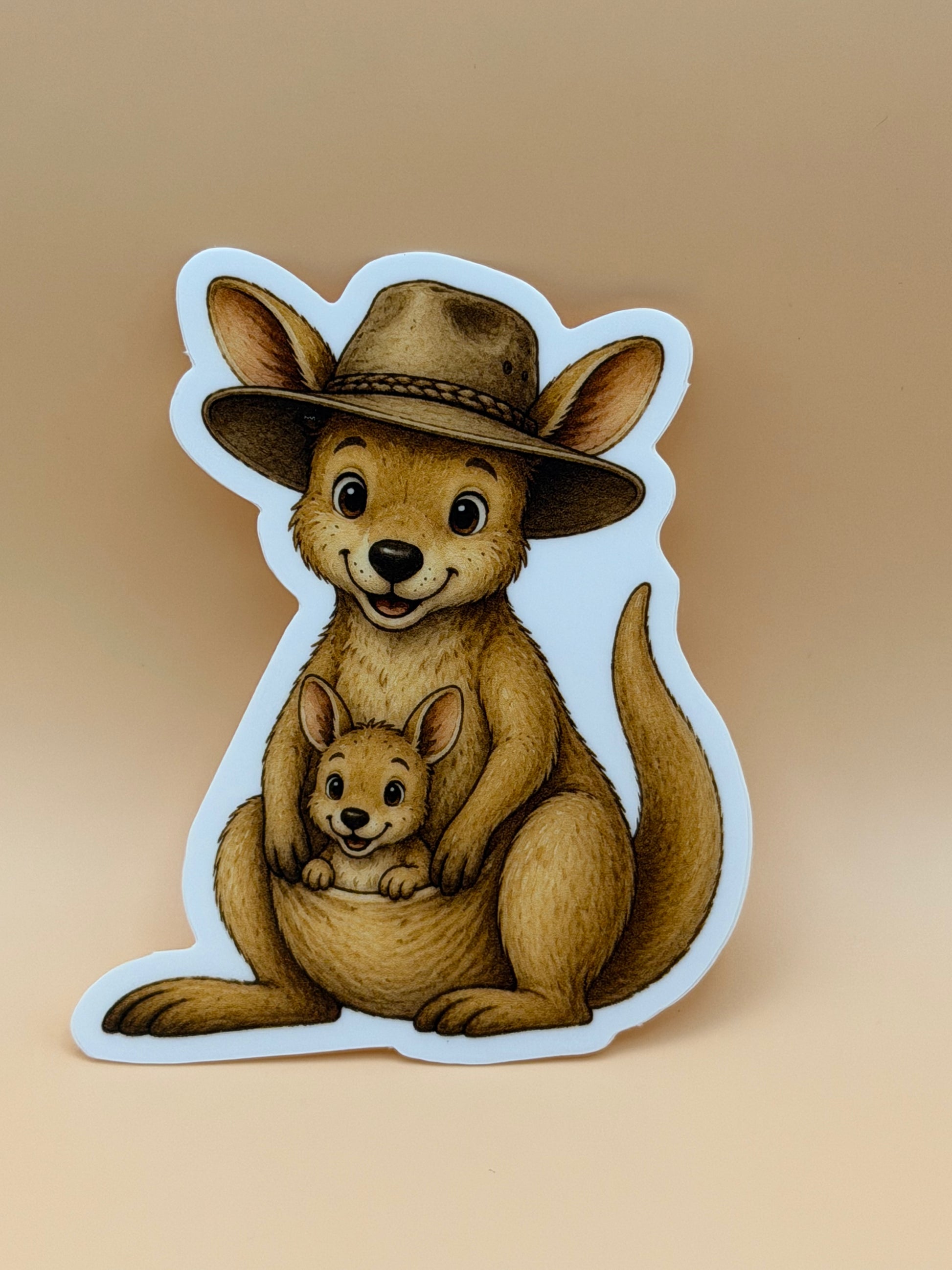 Kangaroo w/hat & Joey Sticker | Australia Friends