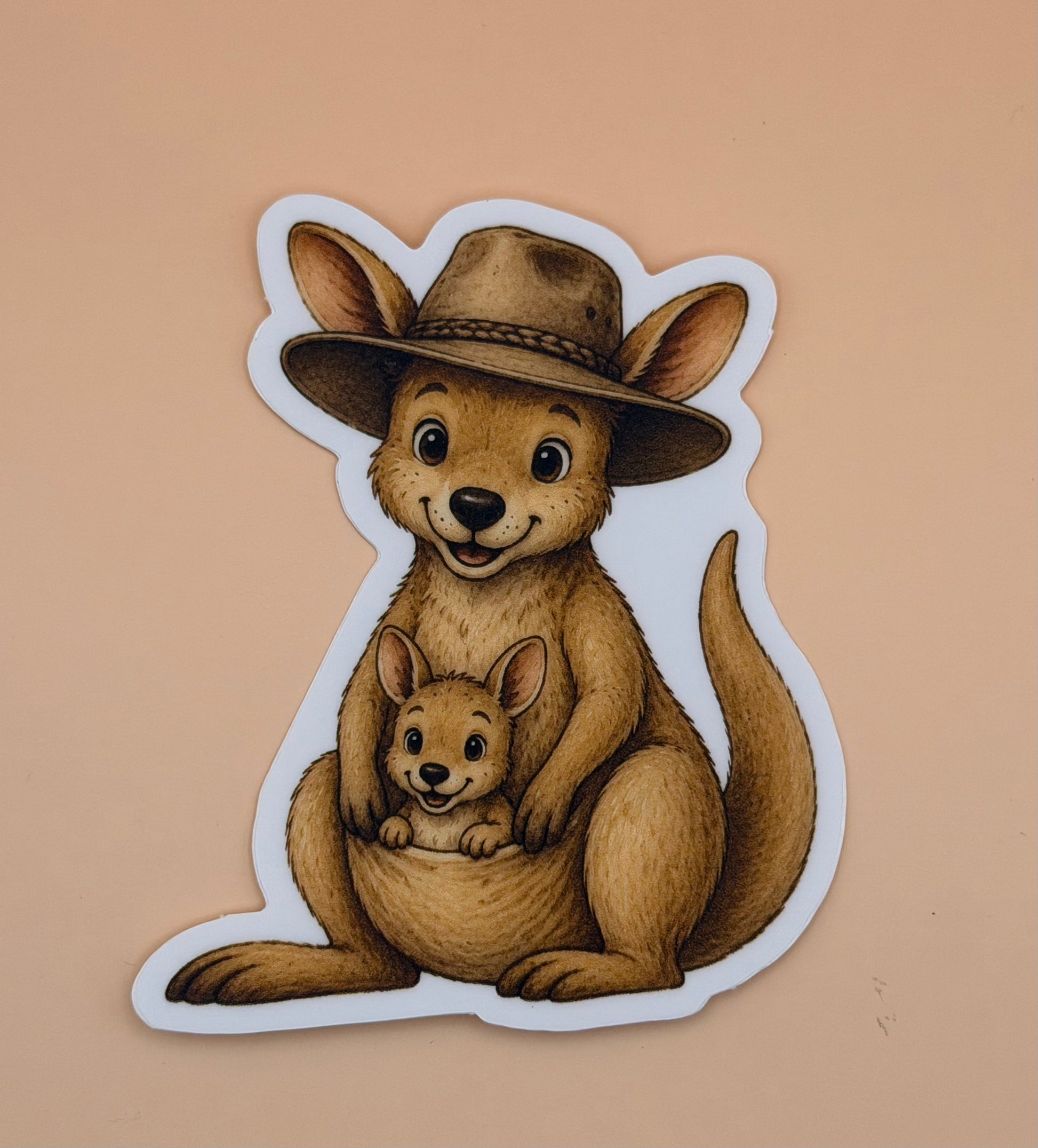 Kangaroo w/hat & Joey Sticker | Australia Friends