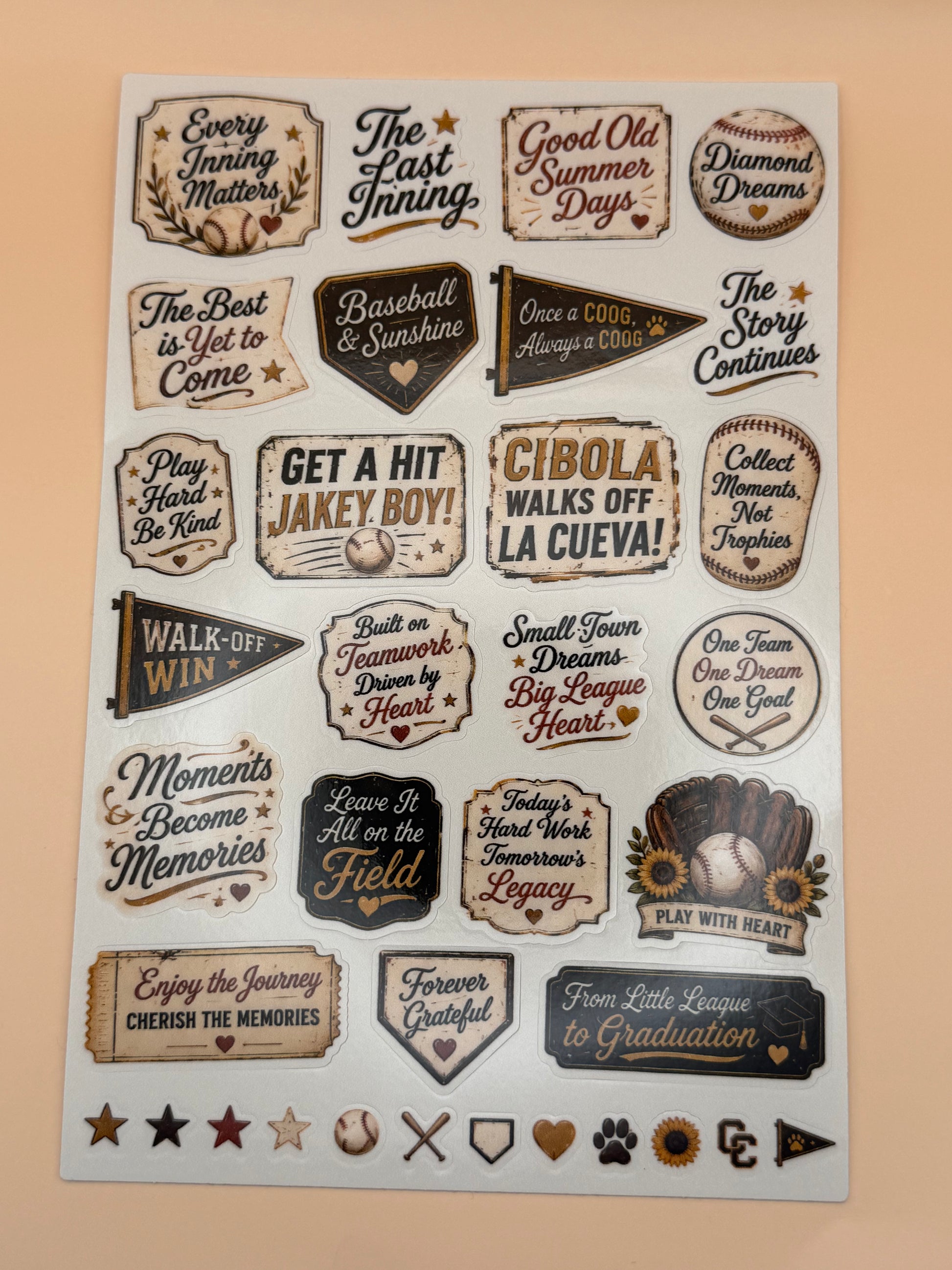Custom Retro Baseball Stickers Deposit