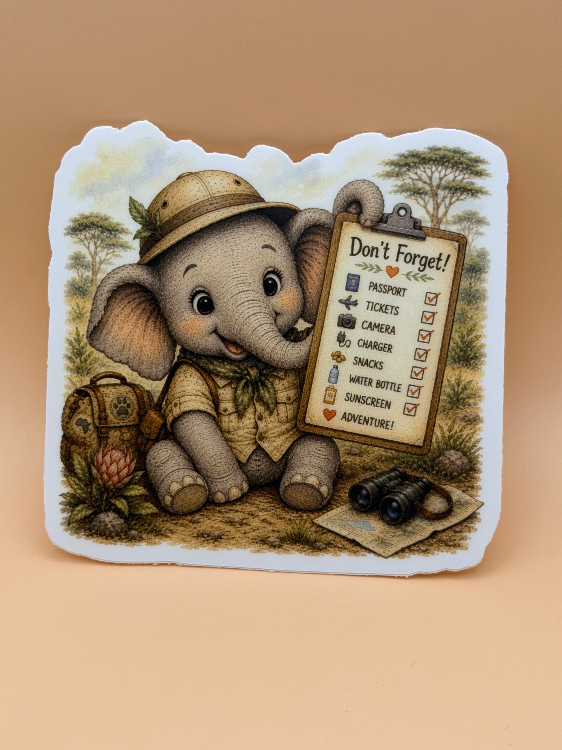 Elephant Travel Reminder Matte Sticker