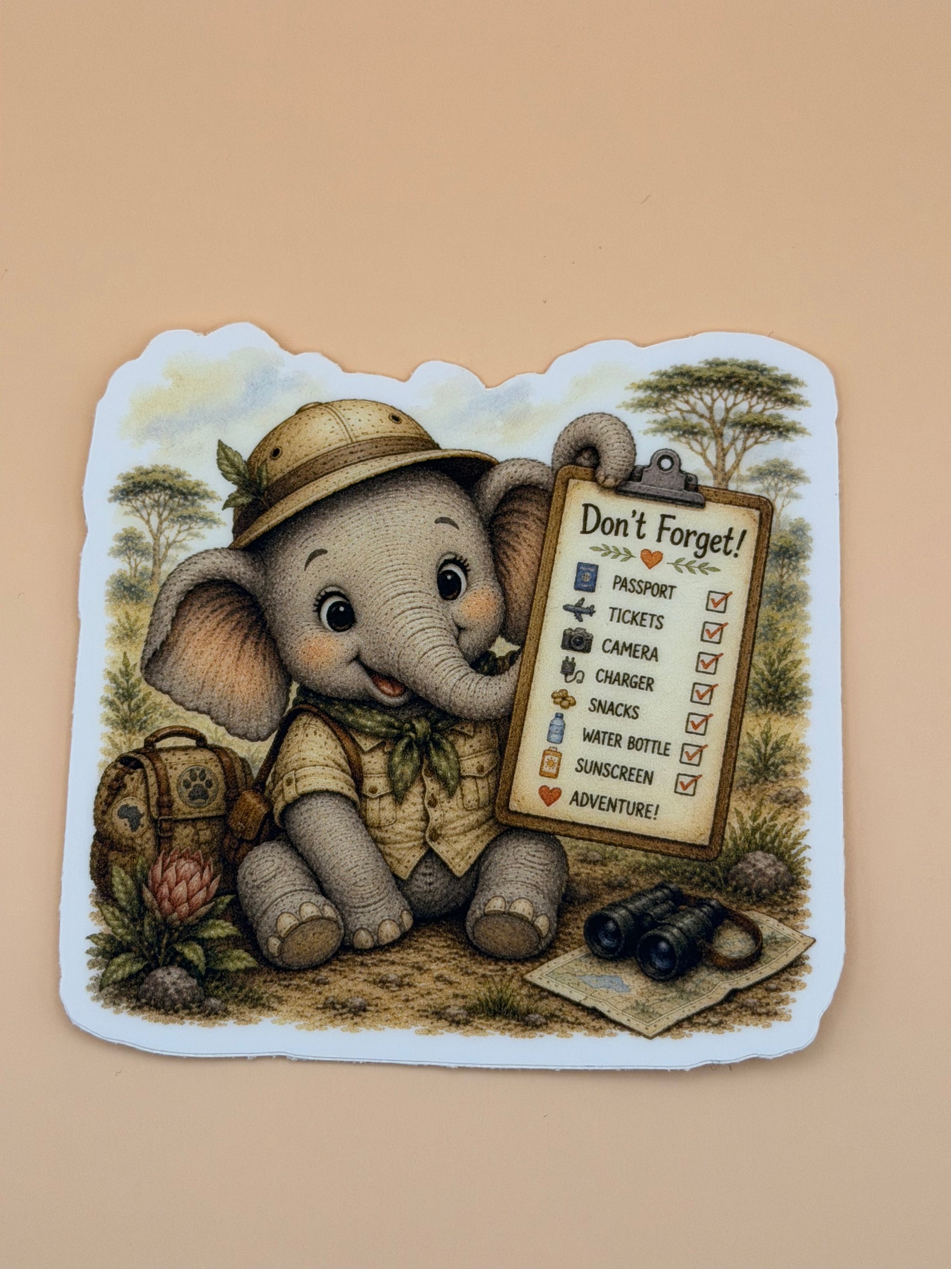 Elephant Travel Reminder Matte Sticker