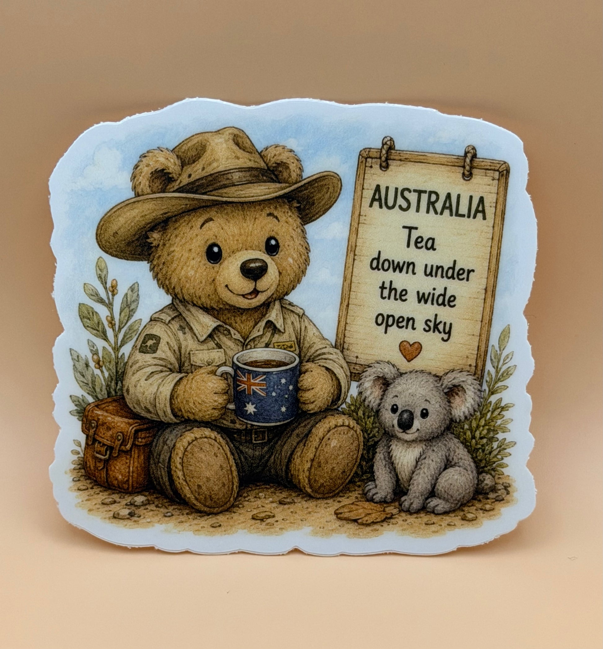 Australia Teddy Bear Tea Sticker