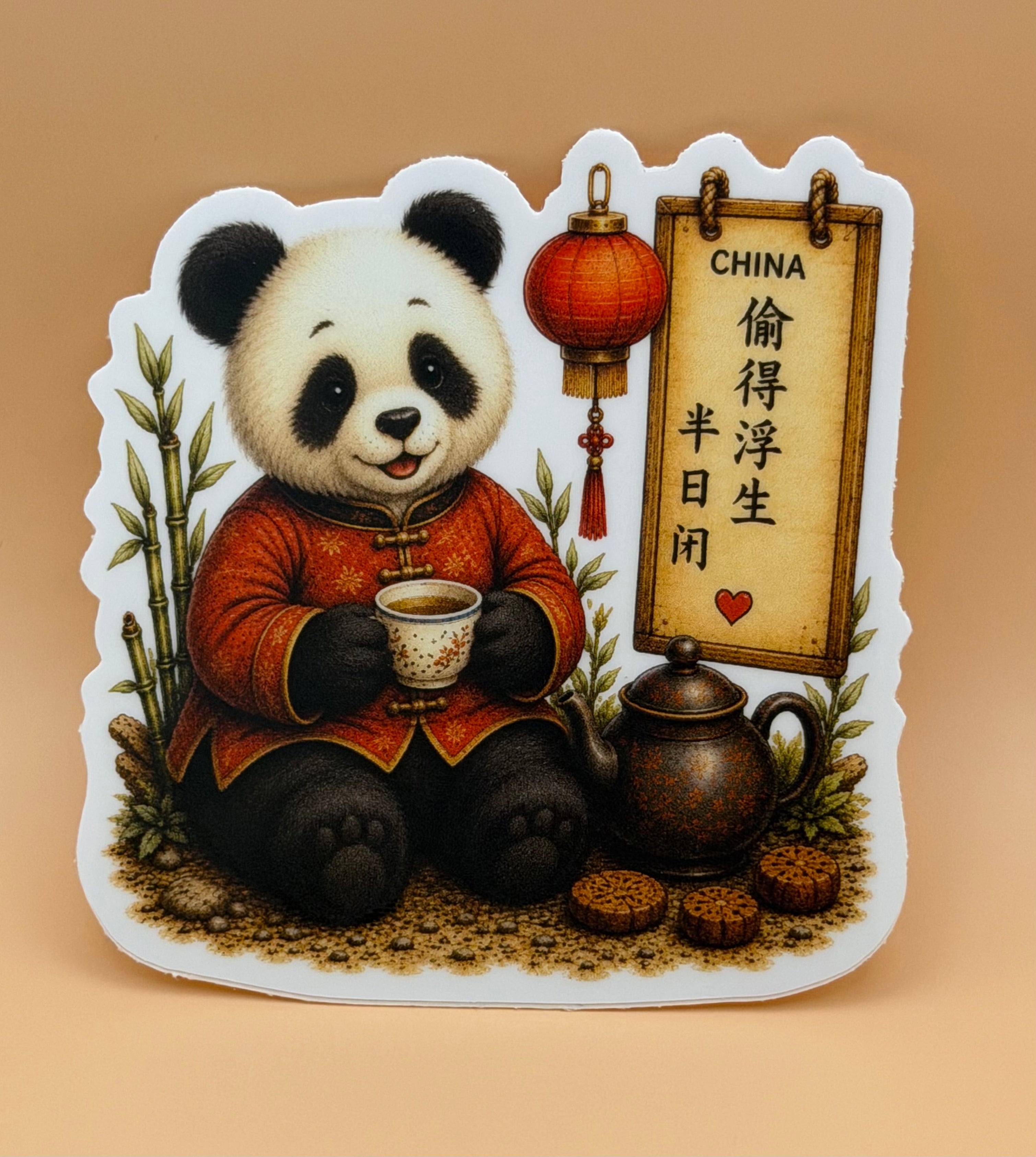 Panda Teddy Bear Tea Sticker