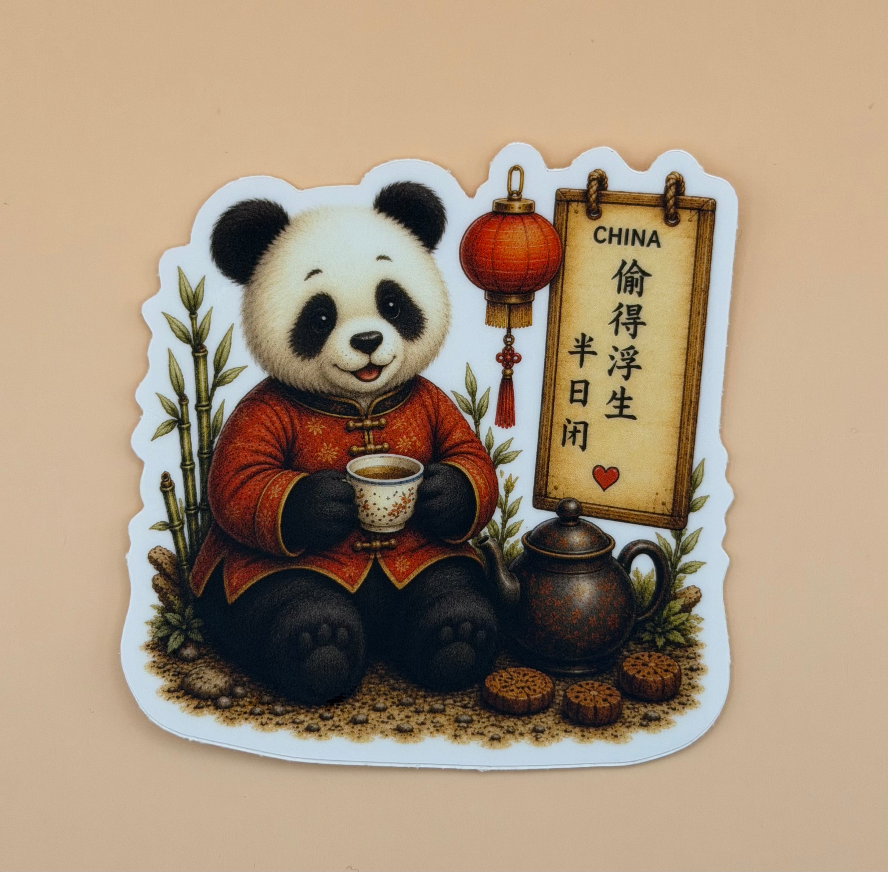Panda Teddy Bear Tea Sticker